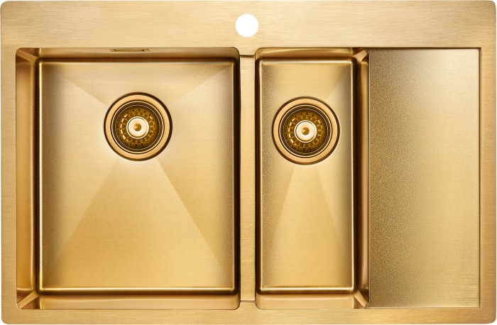 Мойка для кухни нержавеющая 780х510мм Paulmark UNION, брашированное золото, левая - PM537851-BGL