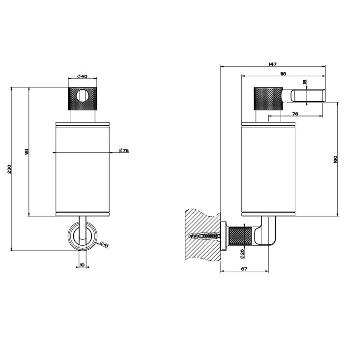 Дозатор для жидкого мыла настенный, Gessi Inciso, черный/finox арт. 58514#149
