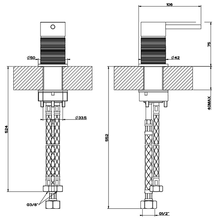 Рычаг удаленного управления, Gessi 316, brushed black metal pvd арт. 54305#707