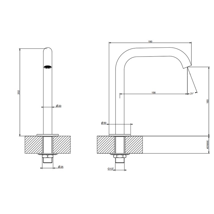 Отдельностоящий излив h=162мм, Gessi 316, brushed black metal pvd арт. 54091#707