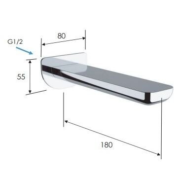 Излив настенный 18 см черный глянцевый, Remer Infinity, скрытого монтажа 91ICFP
