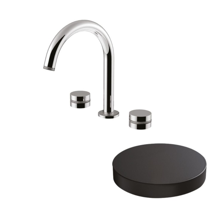 Смеситель для раковины на 3 отверстия, поворотный излив, без донного клапана, Giulini My ring deluxe, черный матовый арт. MR112/SCDLNO