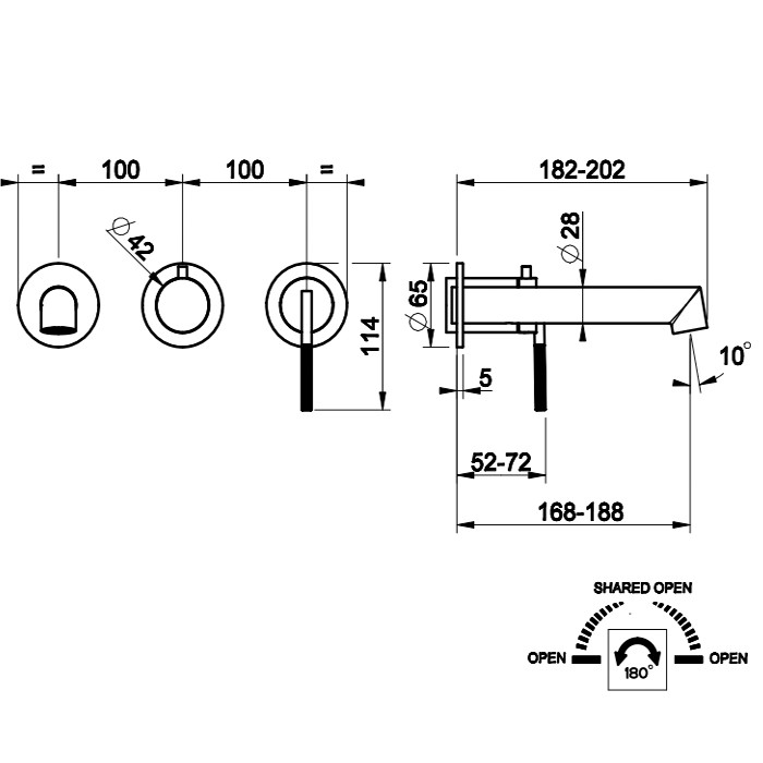 Встраиваемый однорычажный смеситель на 2 выхода с перекл. и изливом, Gessi Ingranaggio, хром арт. 63542#031
