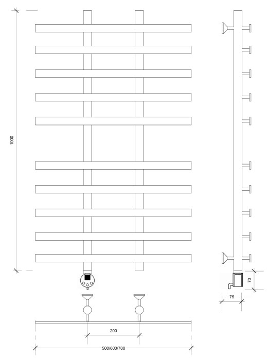 Полотенцесушитель электрический 100x20x60 Понтида 4 Secado арт. 4673739240502