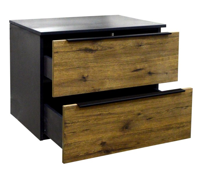 Тумба подвесная 75/2 750х500х560 два выдвижных ящика, без столешницы, цвет Дуб Веллингтон, Azario Gris - CS00080424