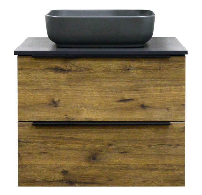 Тумба подвесная 75/2 750х500х560 два выдвижных ящика, без столешницы, цвет Дуб Веллингтон, Azario Gris - CS00080424