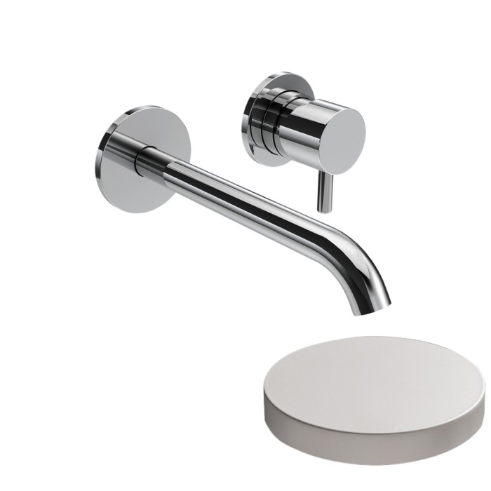 Внешняя часть смесителя встраиваемого для раковины XL, излив 18 см, без донного клапана, Giulini My future, белый матовый арт. 5925-18EPBO