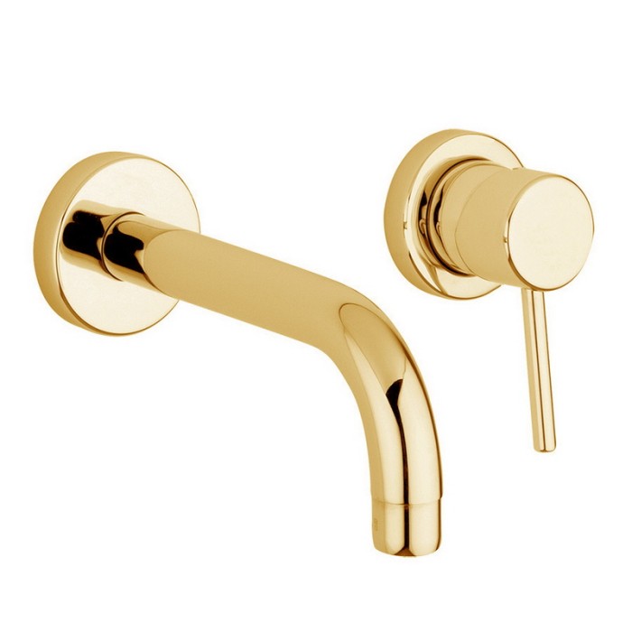 Внешняя часть для смесителя для раковины настенного монтажа, без донного клапана, Giulini Futuro, Золото 24 карата арт. 6520-25EPO