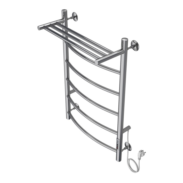 Полотенцесушитель электрический 500/800 5 секций, с полкой, диммер справа, хром, Verona Azario - AZ04858P