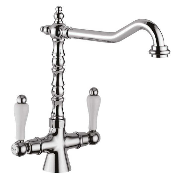 Смеситель для раковины, поворотный излив, без донного клапана ручка - черная керамика, Giulini Praga, хром арт. 7533CE