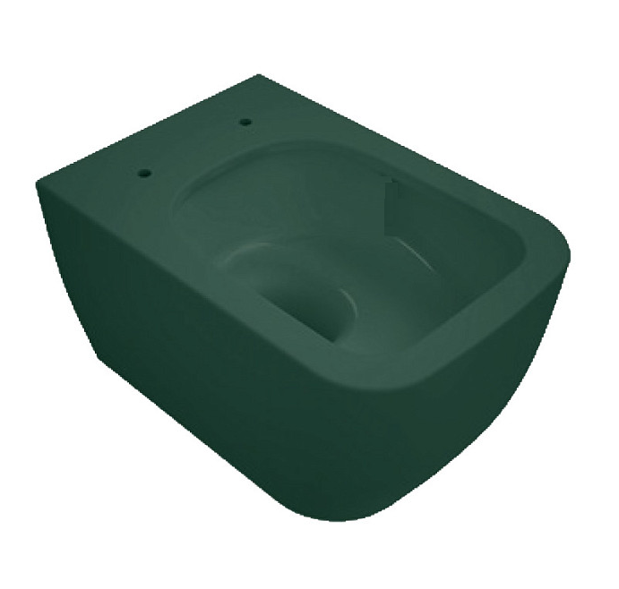 Унитаз подвесной, безободковый, цвет зеленый матовый, Scarabeo TEOREMA 2.0 - 5126/CL 55