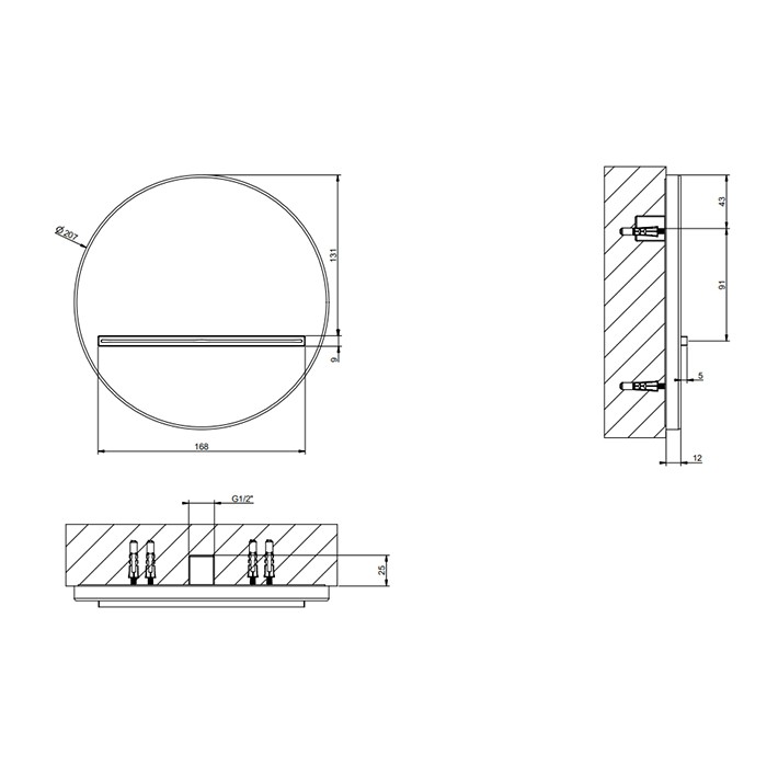 Излив подвесной, d20.7см., каскадный, Gessi Venti20, copper pvd арт. 65295#030