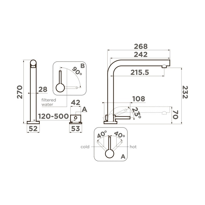 Смеситель для кухни Omoikiri Nara 2 Plus-BN латунь, цвет нержавеющая сталь арт. 4994368