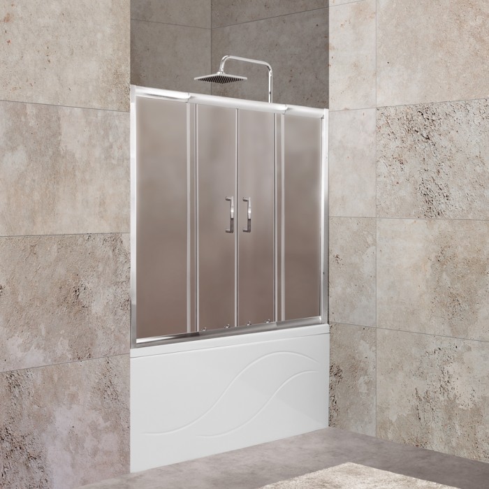Шторка на ванну 150x140 BelBagno, глянцевый хром, Unique арт. UNIQUE-VF-2-150/180-140-P-Cr
