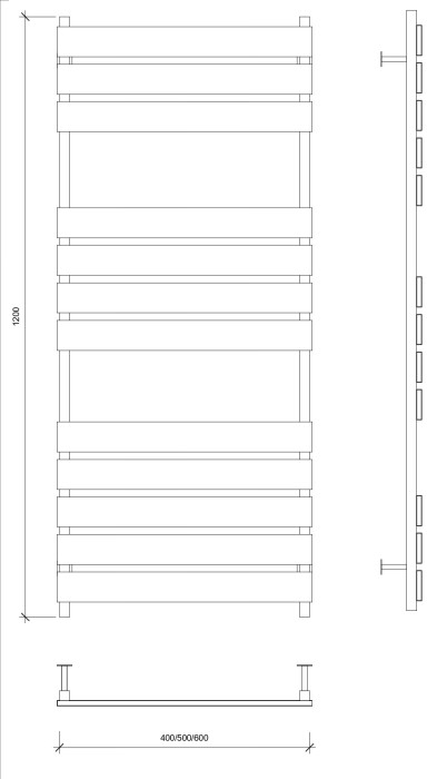 Полотенцесушитель водяной 120x60 Мормано (черный) Secado арт. 4673739253168