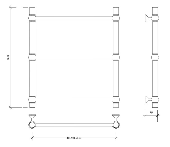 Полотенцесушитель водяной 60x60 Флоренция 1 (хром) Secado арт. 4603759407609
