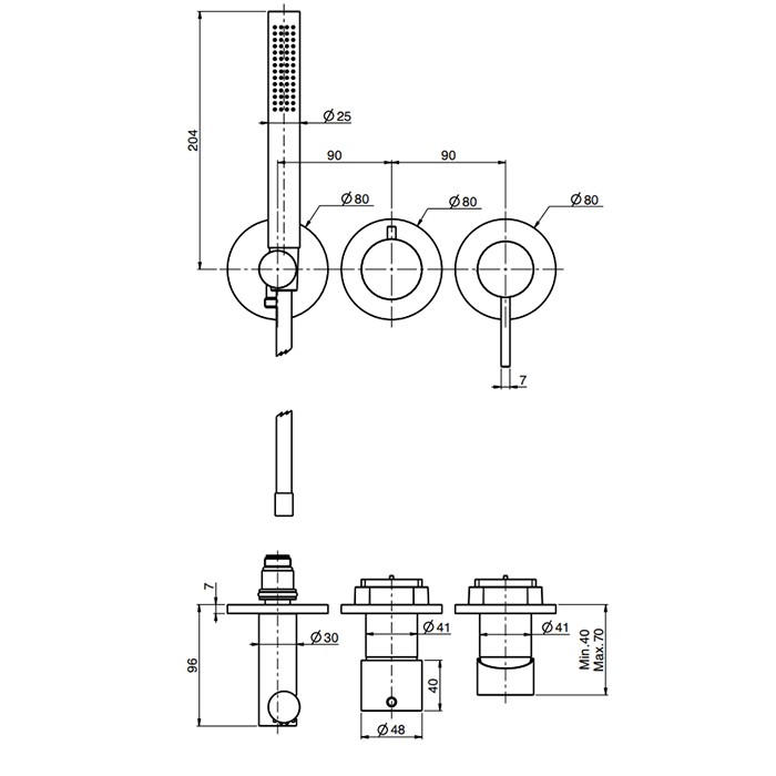 Fima Carlo Frattini Смеситель для душа, встраиваемый, с переключателем, с ручным душем, Spillo Up, F3049WX8CR цвет: хром
