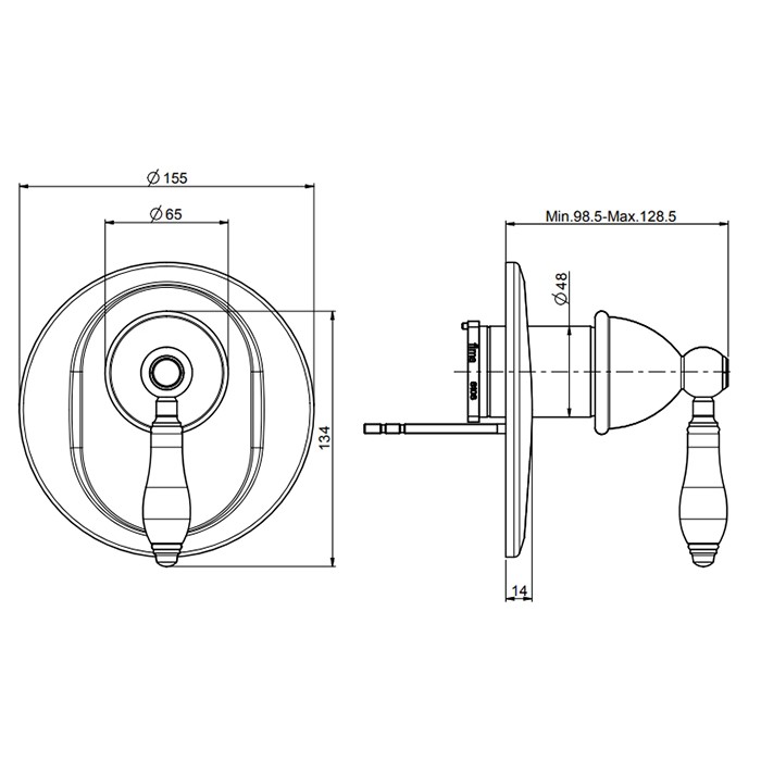 Fima Carlo Frattini Смеситель для душа, встраиваемый, черные ручки, Herend, F5409X1CNCR цвет: хром