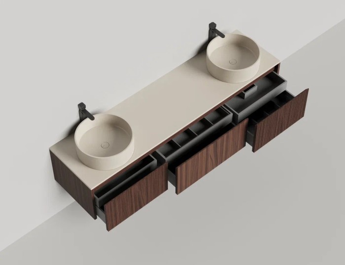 Подвесная тумба domino 2000, шпон, для двух раковин, Salini арт. 27D220DF