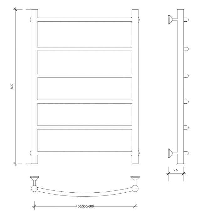Полотенцесушитель водяной 80x40 Милан 1 (черный) Secado арт. 4673739226131
