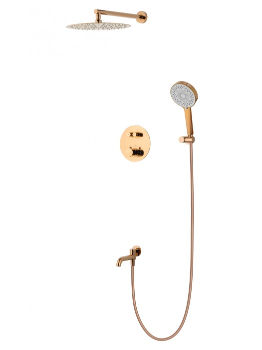 Душевая система с термостатом встраиваемая, Wonzon &amp; Woghand Stick, WW-88929010-RG цвет: розовое золото