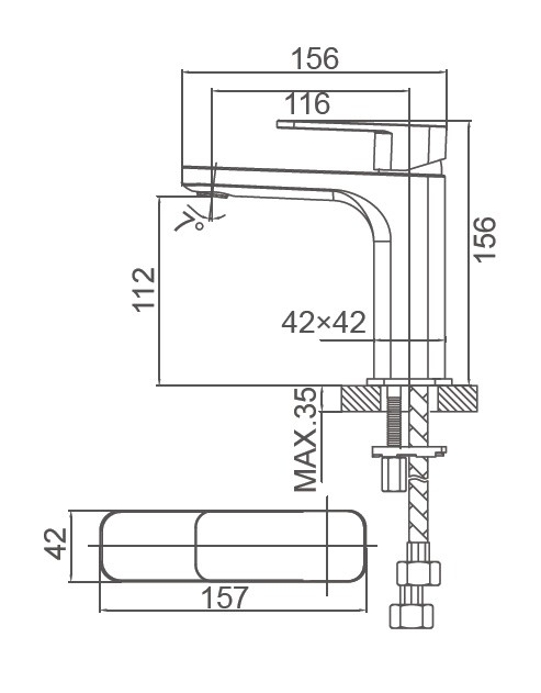Смеситель для раковины, Wonzon & Woghand Arnie, WW-691101-MB цвет: черный