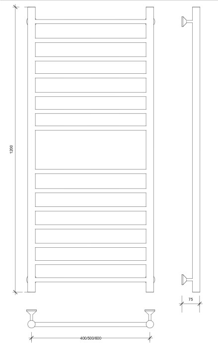 Полотенцесушитель водяной 120x50 Триада 4 (черный) Secado арт. 4673739229262