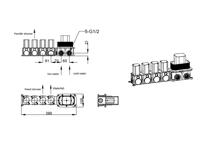 Встроенная душевая система с изливом, трехпозиционная nikel brush, Boheme Zodiac - 132-2-NB