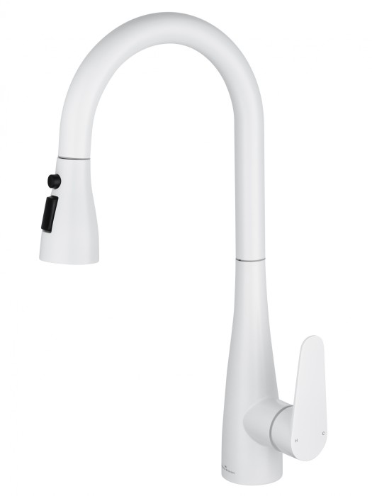 Смеситель для кухни с выдвижным изливом, Wonzon &amp; Woghand, WW-121E201B-MW цвет: белый