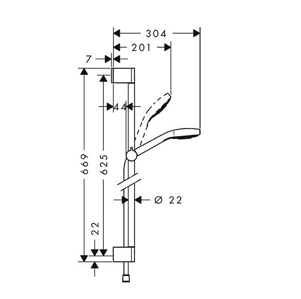 Душевой гарнитур Multi со штангой 65см Croma Select S Hansgrohe, белый, хром арт. 26560400
