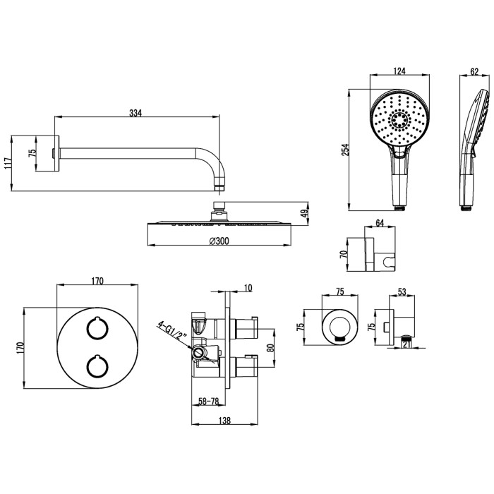 Душевой комплект Lemark Yeti LM7829С с внутр. частью, цвет: хром