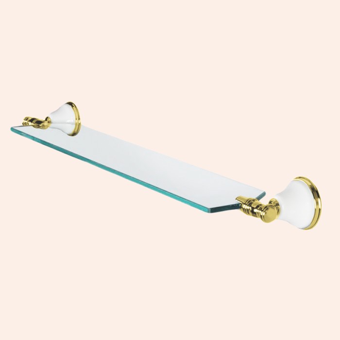 Стеклянная полочка 71см, подвесной, Harmony белый/золото, Tiffany World - TWHA018bi/oro