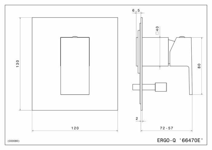 Встроенный однорычажный смеситель для душа с переключателем на 2 потока, Futura Kerama Marazzi, черный - 66470EKM.01.093