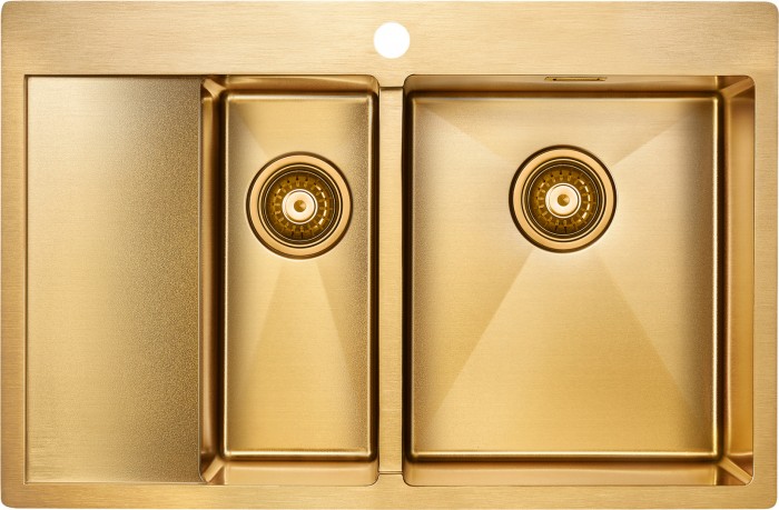 Мойка для кухни нержавеющая 780х510мм Paulmark UNION, брашированное золото, правая - PM537851-BGR