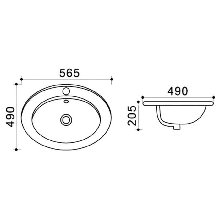Раковина 56,5х47,5х18 встраеваемая, белая, Azario - AZ-T808