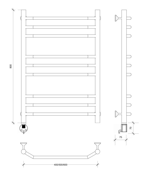 Полотенцесушитель электрический 80x40 Агата 3 Secado арт. 4673739231869