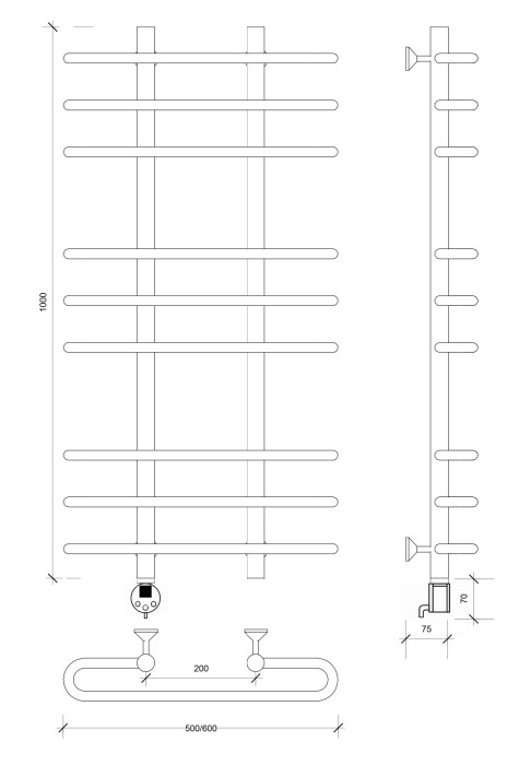 Полотенцесушитель электрический 100x20x60 Венеция 3 Secado арт. 4673739233962