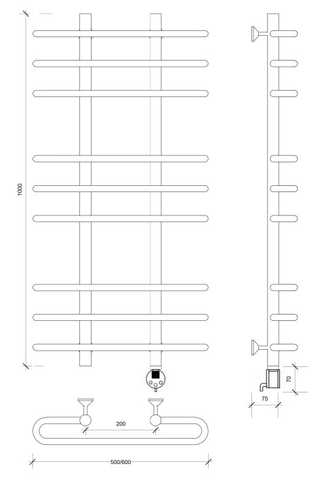 Полотенцесушитель электрический 100x20x60 Венеция 3 Secado арт. 4673739233962
