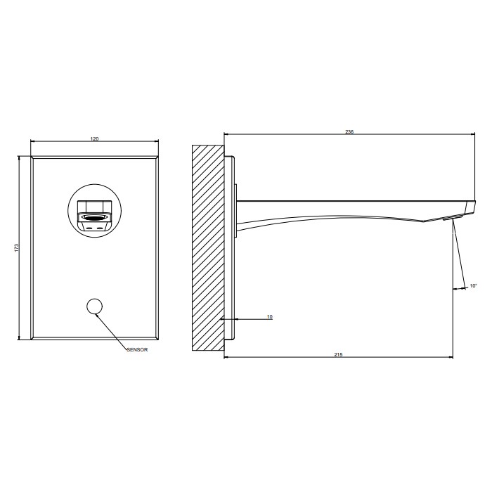 Смеситель для раковины, настенный, электронный, Gessi Rilievo, хром арт. 59107#031