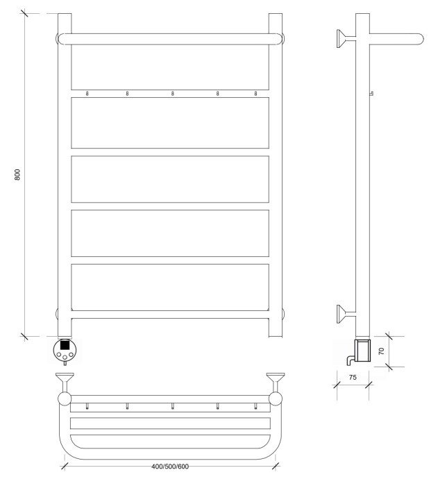 Полотенцесушитель электрический 80x40 Триада 1 КСП Secado арт. 4673739242629