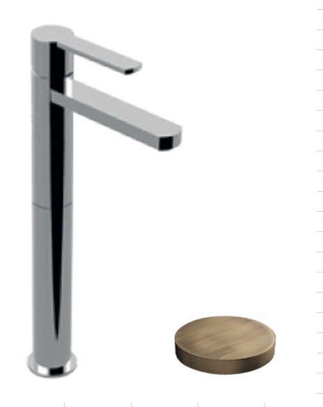 Высокий однорычажный смеситель для раковины, донный клапан, Giulini Surf, бронза матовая арт. 5811/SCBROP