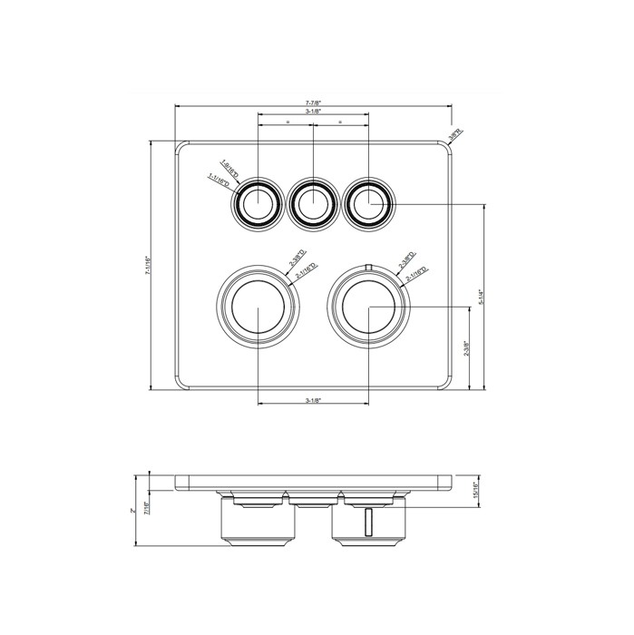 Смеситель для душа настенный встраиваемый, термостатический, с 3 запорными кнопками, Gessi Hi Fi Eclectic, черный матовый арт. 65234#299