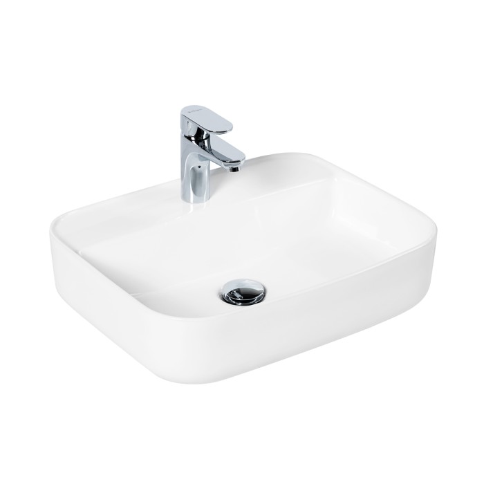 Раковина накладная керамическая 400x505x140, прямоугольная, BelBagno, глянцевый белый арт. BB1321