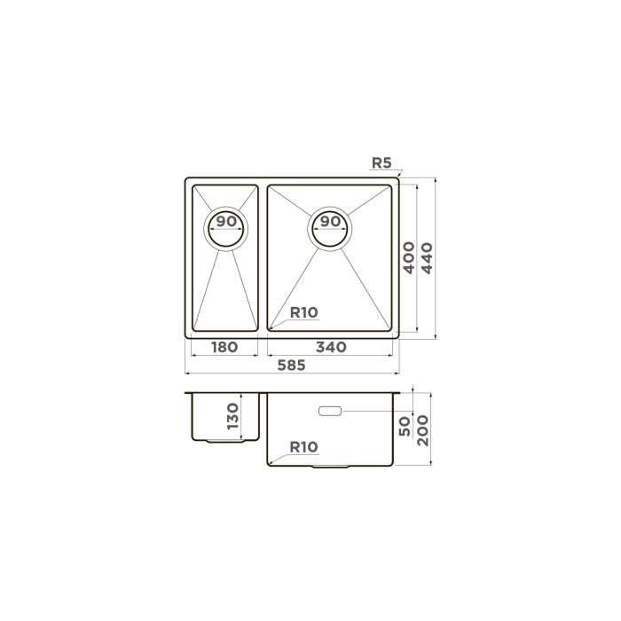 Кухонная мойка Omoikiri Taki 58-2-U, цвет IF-R-IN нерж. сталь, цвет нержавеющая сталь арт. 4993767