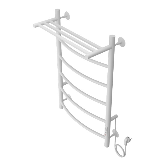 Полотенцесушитель электрический 500/800 5 секций, с полкой, диммер справа, белый, Verona Azario - AZ04858PW