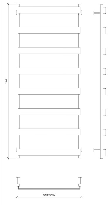 Полотенцесушитель водяной 120x40 Кродо (черный) Secado арт. 4673739252185
