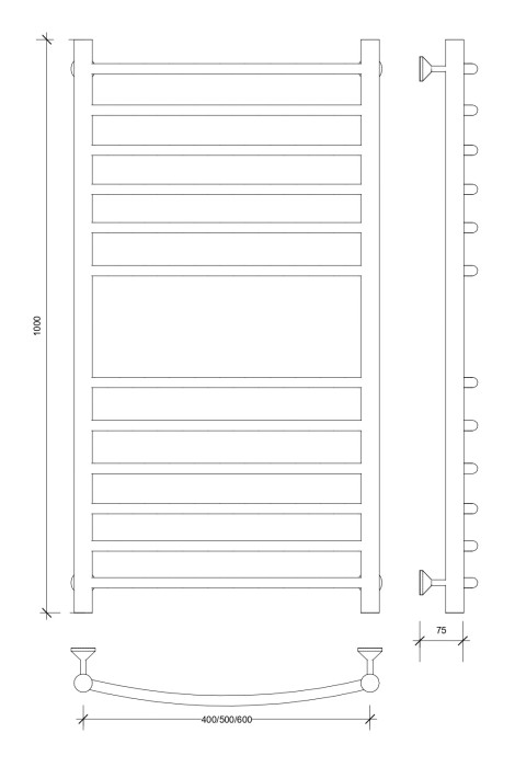 Полотенцесушитель водяной 100x60 Милан 4 (хром) Secado арт. 4603777445072