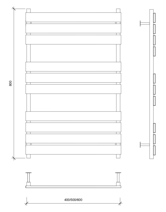 Полотенцесушитель водяной 80x60 Мормано (черный) Secado арт. 4673739253106