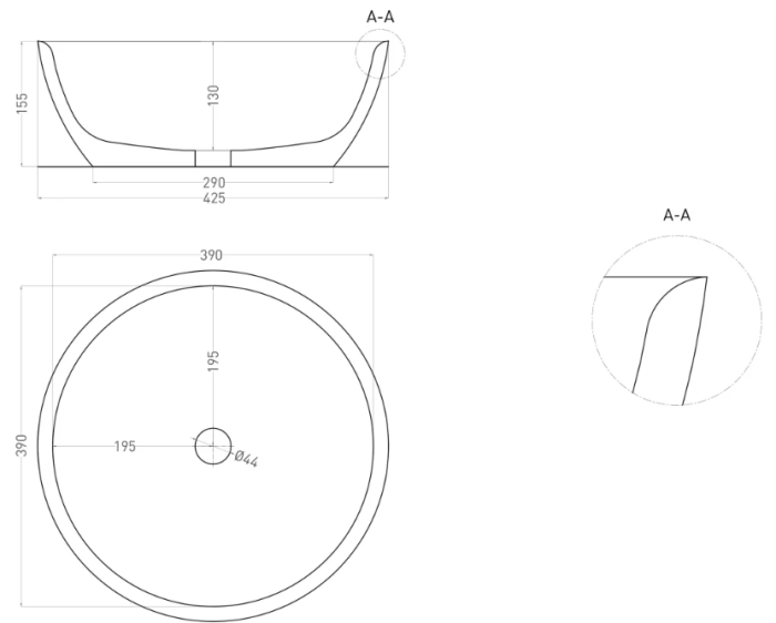 Раковина накладная 42,5x42,5, матовая, Salini ALDA арт. 1102210MRF