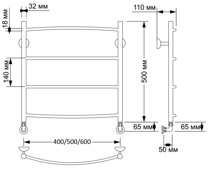 Полотенцесушитель водяной латунный  Милан 1 (бронза) Secado арт. 4603777459260
